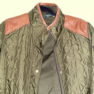 RL Longline leather patchwork quilted jacket